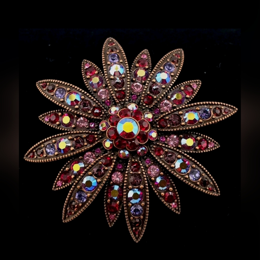Vtg Joan Rivers Crystallized Searovski Brooch Red Pink Ab Statement Pin 75$